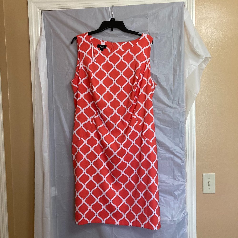 ALYX Women 18W Orange Dress w/ White Stripes